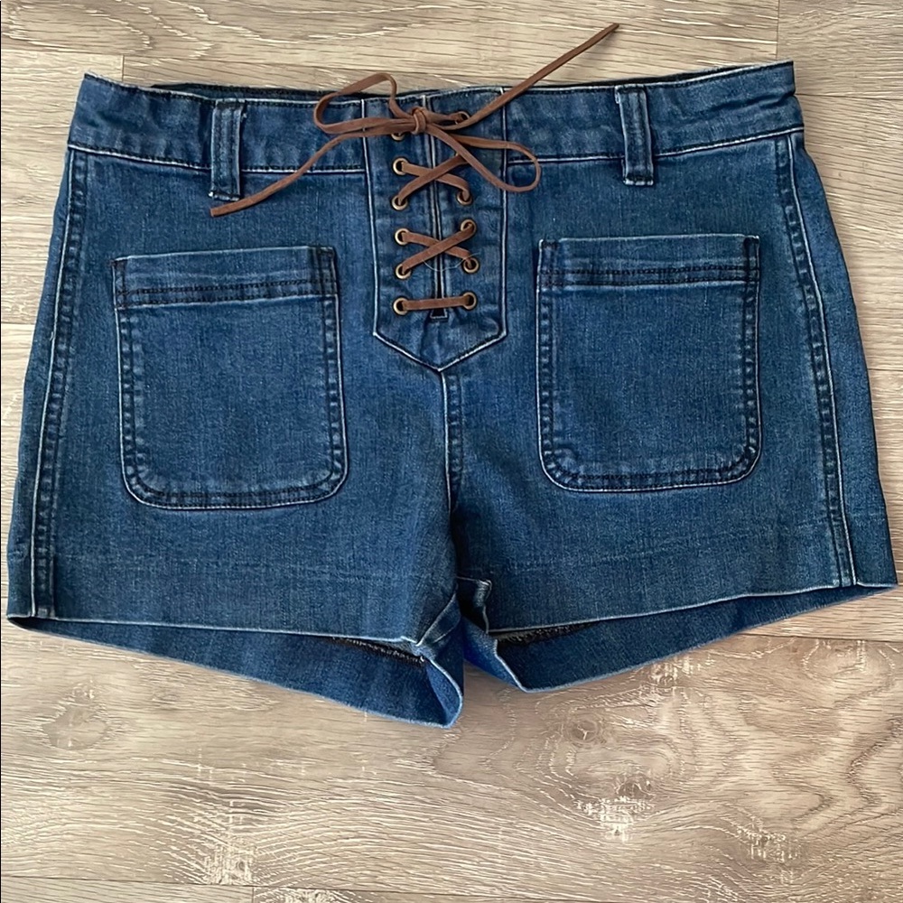 Design Lab Lord & Taylor Blue and Brown Jean Shorts